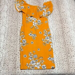 Papaya Orange Floral Midi Dress
